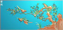  a fine carving picture plum blossom flower and bird horizontal board decorative hanging painting relief picture grayscale picture wood carving sandstone stone carving picture material