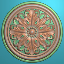  Round European-style western flower carved picture decal door flower column head flower relief picture background decorative carving grayscale picture 064