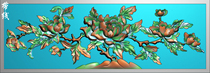 a fine carved map peony flower panel horizontal board guardrail board warehouse plate relief map gray-scale wood carving sand rock carving map