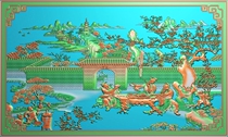  a Three Kingdoms character carving diagram Taoyuan three knots horizontal screen backplane stone carving background wall relief diagram Three kingdoms grayscale diagram