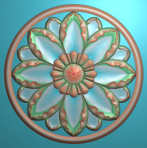  Round European-style western flower carved picture decal door flower column head flower relief picture background decorative carving grayscale picture 030