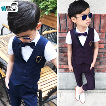 2021 Korean version of handsome childrens clothing Boy suit vest suit Foreign summer childrens performance suit Flower girl small dress