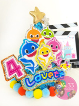 33 Love party Baby Shark family Baby birthday hat can be customized name age