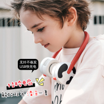 zoyzoii Childrens halter neck fan Small yellow duck USB portable portable cute charging Mini leafless student