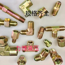 Hydraulic fittings high pressure tubing transition joints British system 45 degrees direct tee internal teeth elbow