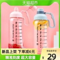 Bethesce Large Capacity Straw Plastic Cup Scale Space Cups Men And Women Portable Outdoor Sport Kettle