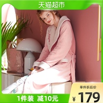 Fenteng (speed warm suede) pyjamas woman autumn and winter long sleeve coral suede sleeping robe pure color teenage girls home conserved bathrobe