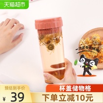 Music buckle Cup plastic cup student water cup female summer simple 520ml plastic tea cup portable hand Cup