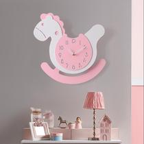 Punch-free Trojan horse cartoon wall clock living room home childrens room wall clock cute girl bedroom clock watch