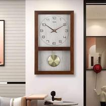 Day-style solid wood minimalist living-room hanging clocks Home Fashion creative muted clocks Nordic modern restaurant hanging wall clock