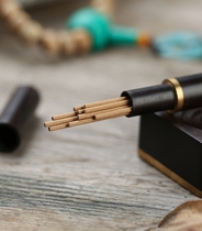 Mahogany incense tube Incense barrel Handmade solid wood long incense box Incense tube Ebony lying incense line incense burner Incense Buddha