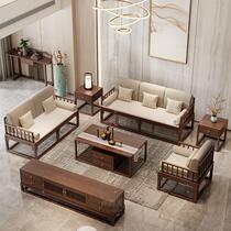 New Chinese solid wood sofa tea table Composition white wax wood Zen Serie Living room Small family Type modern sofa Mining-room furniture