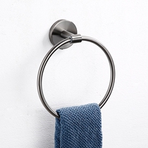 Gun gray 304 stainless steel hand towel ring round towel hanging bathroom hardware pendant