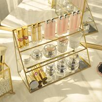 Glass cosmetic storage rack ins perfume display desktop rack skin product storage box finishing box three layers
