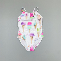 Childrens one-piece swimsuit girl middle child swimsuit girl swimming pool basic English single cute ice cream 3-16 years old
