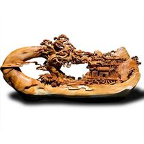 Taihang cliff Cypress landscape Golden Nannan sandalwood agarwood carving ornaments Art natural log living room crafts