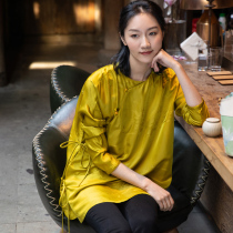 New Chinese literature and art retro improvement Chinese style silk interwoven jacquard round neck jacket Tang suit womens coat