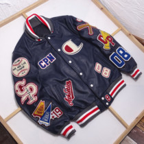 (The first batch of half price) men and women with the same first layer of cowhide heavy industry embroidery multi-standard baseball uniform real leather leather jacket leather jacket tide