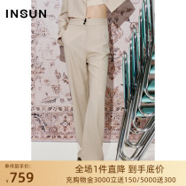 E SUIT] Nong COVER Summer Style 2022 Fashion Waist Head Lamination Design Hit Color Horn Button Acetate Western Pants