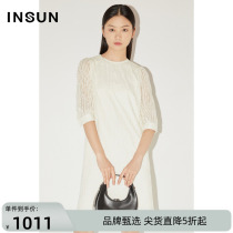 Walking line] Grace Cover Autumn 2022 new heavy industry embroidered vertical line slim cropped sleeve dress