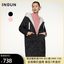 Enshang Ke 2021 Winter new simple atmosphere color color knit hooded wavy design elegant down jacket