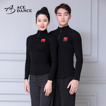 Magnificent national standard dance costume female male adult coat Latin dance modern dance autumn and winter long sleeve high collar plus velvet practice clothes