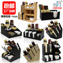 Coffee milk tea shop paper cup holder cup holder disposable straw storage box bar supplies special commercial Cup pick-up device