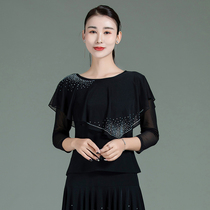 New modern dance jacket female mesh gauze hot diamond adult Jabat national standard Latin dance Friendship Square dance costume
