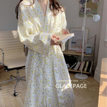 GLACE PAGE day-style sun-style sunbathing suit bathrobe sleeping dress lady spring and autumn long style and sleeping robe home clothes