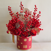 Fortune-making Fruit emulation Flower Red Fruit Fake Flowers Furnishing Living-room TV Cabinet Table Home Decoration Goods Opening Floral Swing Piece