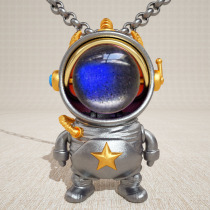  Cong square bead jade silver inlaid with gold astronaut astronaut Labrador pendant Necklace pendant Custom gift