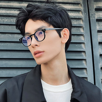 Japanese retro ultra-light small black frame glasses mens niche round frame tr90 height number frame small face can be equipped with myopia