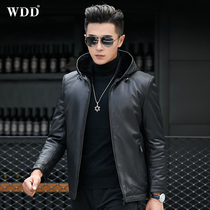 Haining leather jacket male fetal cowhide jacket whole mink mink liner hooded short winter fur coat