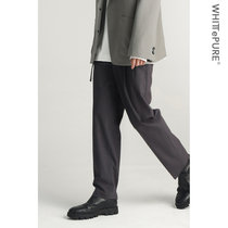 (WHITT EPURE)WP Shirakawa heavyweight worsted wool pleated waist belt casual trousers mens autumn