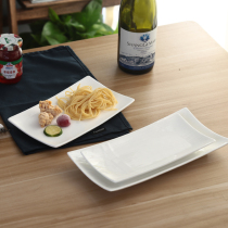 European pure white ceramic plate creative Western food plate snack cake plate dish fish plate rectangular sushi plate