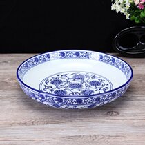 Blue and white ceramic dumpling fish plate chopped pepper fish head plate pickling fish basin boiled fish bowl shallow bowl