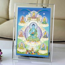 Customized pharmacist seven Buddha portrait photo paper plastic seal pharmacist Buddha statue picture frame Crystal setting