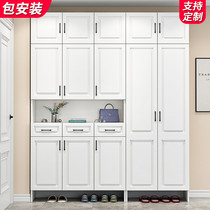 Shoe cabinet Household door large capacity entrance cabinet One-piece wall-by-wall foyer cabinet Simple modern balcony locker