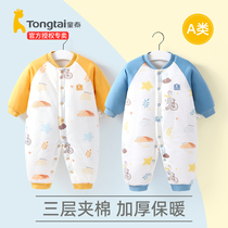 Tongtai baby jumpsuit thickened baby winter clothes newborn clothes autumn and winter set warm cotton jacket winter