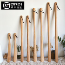 (Shoe lifting device)Solid wood shoes pull beech long-handled shoehorn black walnut shoes pull shoes auxiliary artifact