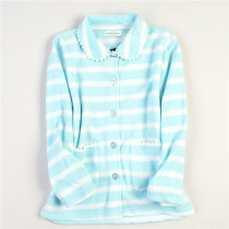 L68151 Spring & Autumn Womens Lapel Single-Breasted Striped Casual Velvet Loungewear Top Long Sleeve Pajamas 2.26