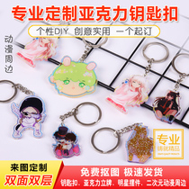Acrylic keychain custom creative diy small pendant custom double-sided transparent photo cartoon animation advertising chain