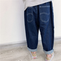 Child-child moms customized male and female childrens day system loose 100 lap jeans children pants baby washed cotton soft spring and autumn clothes