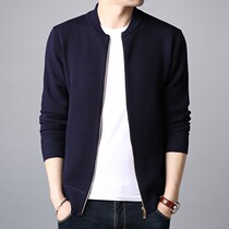 Mens Knit Cardigan Jacket Spring and Autumn Thin Jacket Autumn Zipper Sweater 2021 New Wear Loose