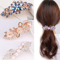 Korean version of large spring clip rhinestone hairclip ponytail clip floral headdress crystal top clip hair jewelry butterfly horizontal clip hairpin accessories