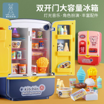  Childrens refrigerator toy girl boy large double door simulation multi-function electric talking puzzle house