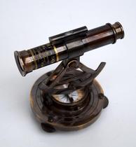 Brush + overseas hand-made charming retro measuring tool with Compass theodolite Brass telescope