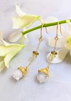 Overseas Earrings ㊣ hand made elegant exquisite pure white transparent crystal cluster Earrings