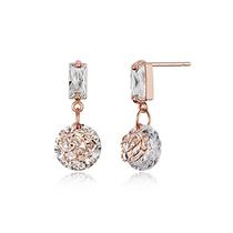 American Earring hand made simple elegant rose gold carved rose rose crystal drop earrings