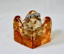 British Amber ◇ Ancient collection gorgeous 1970s Amber crystal glass table gas lighter